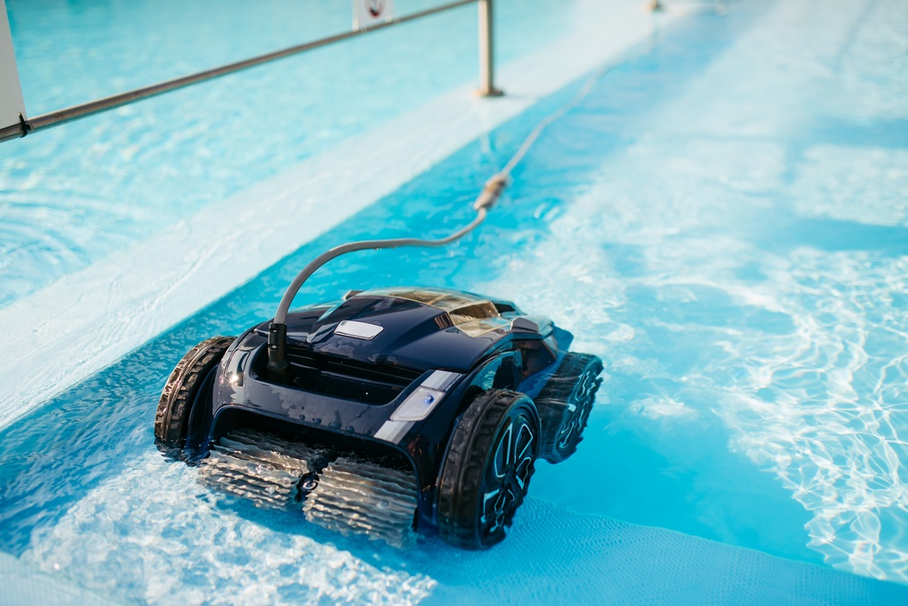 Robotic,Pool,Cleaner,Working,Underwater,To,Keep,Swimming,Pool,Clean.